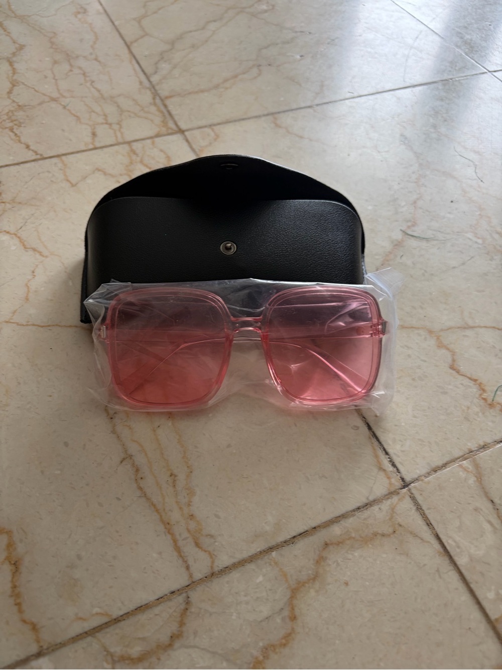 Pink Kids Square Sunglasses with Black Case